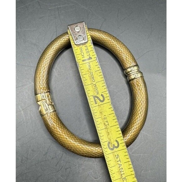 Erwin Pearl Snakeskin Bangle Bracelet Gold Signed 22kt Yellow Gold Plated - Picture 7 of 7